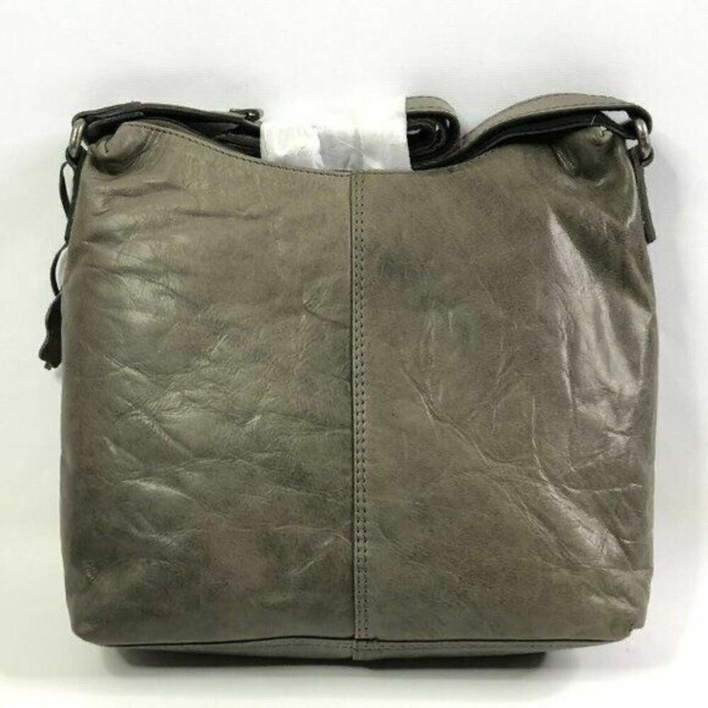 Spikes & Sparrow Gray Leather Frankie Hobo Bag Shoulder Adjustable Crossbody - Picture 2 of 6